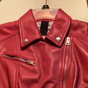 Women's Red Leather Jacket